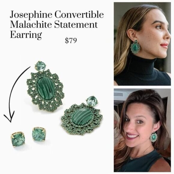 Stella & Dot Josephine Malachite Convertible Earrings NWT - Picture 6 of 10